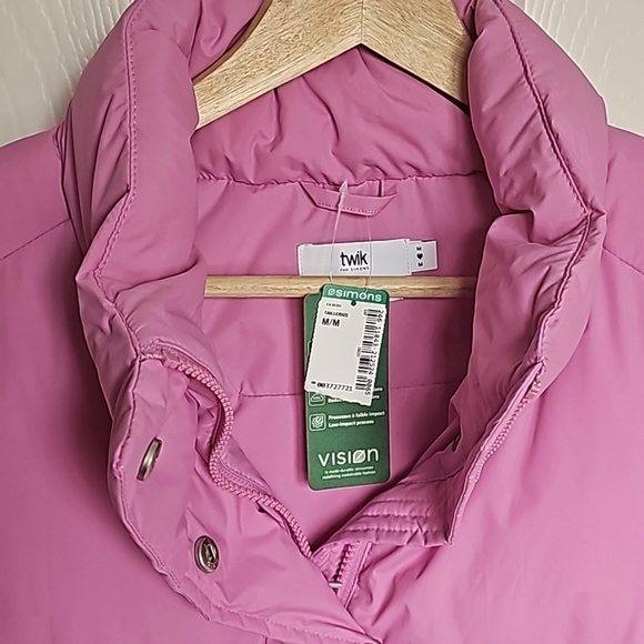 Twix by Simons Pink Puffy Vest Coat, Medium - Picture 2 of 8